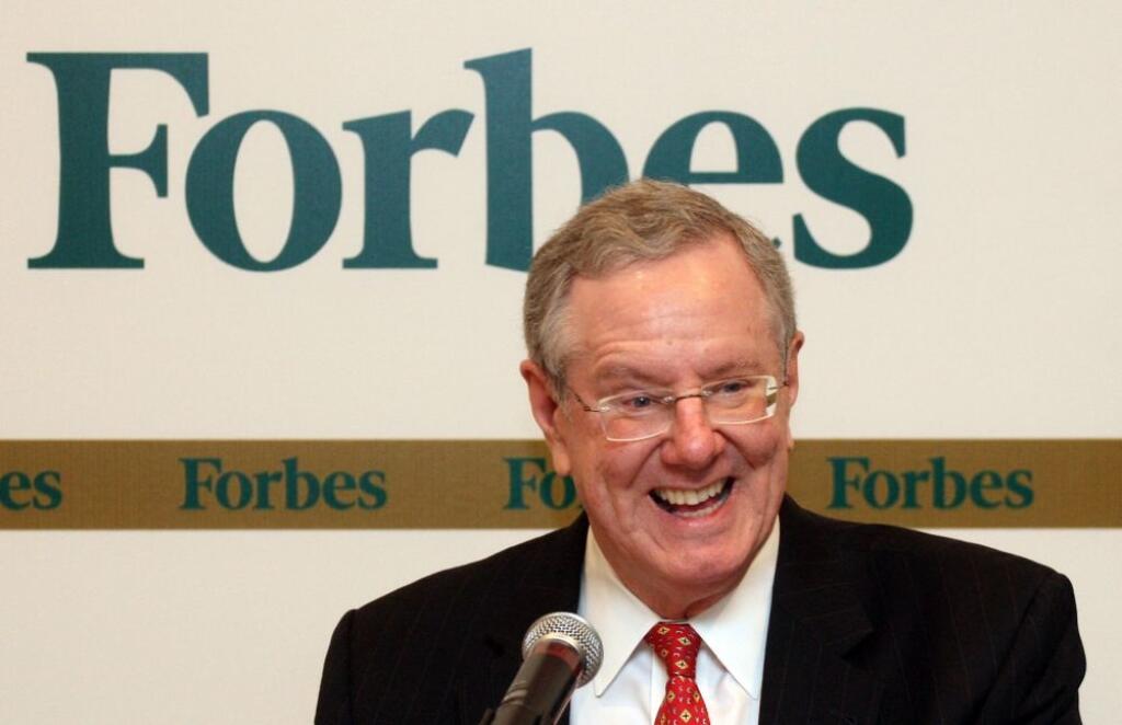 Chairman and Editor-in-Chief of Forbes Media, Steve Forbes reacts during a press conference ahead of Forbes Global CEO Conference 2011 in Kuala Lumpur, Malaysia, Monday, Sept. 12, 2011. (AP Photo/Lai Seng Sin)