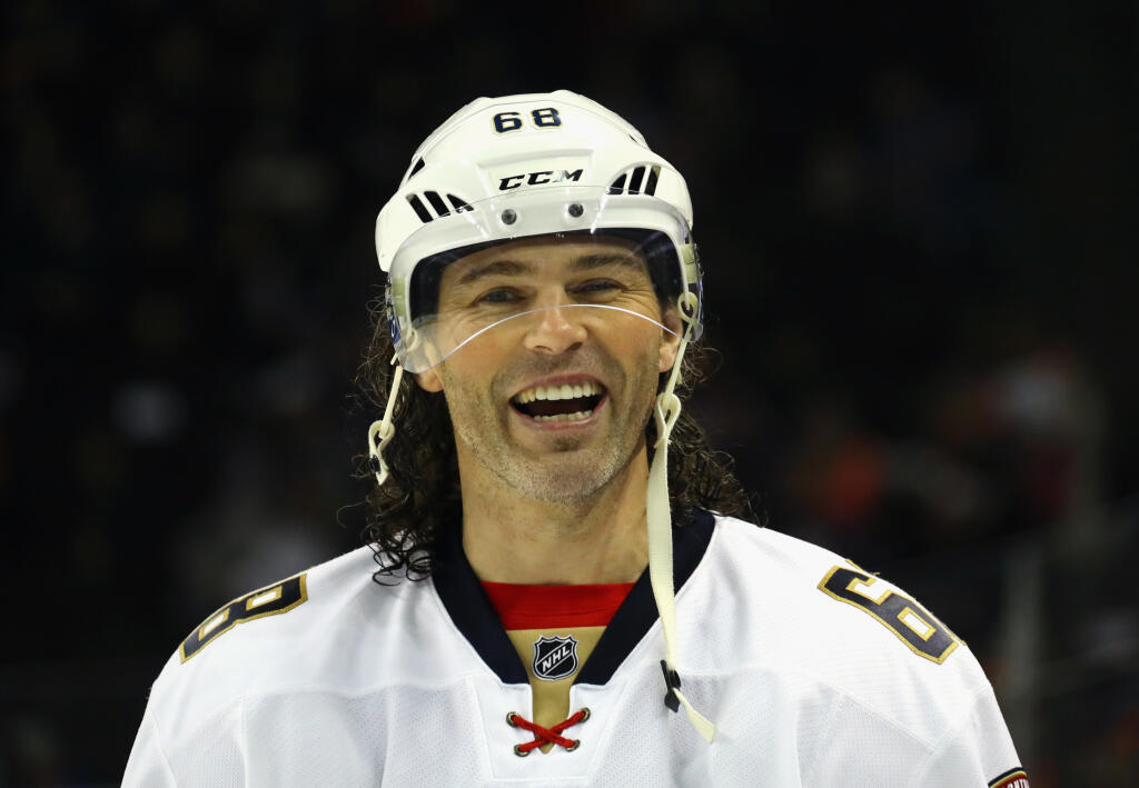 NEW YORK, NY - JANUARY 11: Jaromir Jagr #68 of the Florida Panthers waits for the start of the game against the New York Islanders at the Barclays Center on January 11, 2017 in the Brooklyn borough of New York City. (Photo by Bruce Bennett/Getty Images)