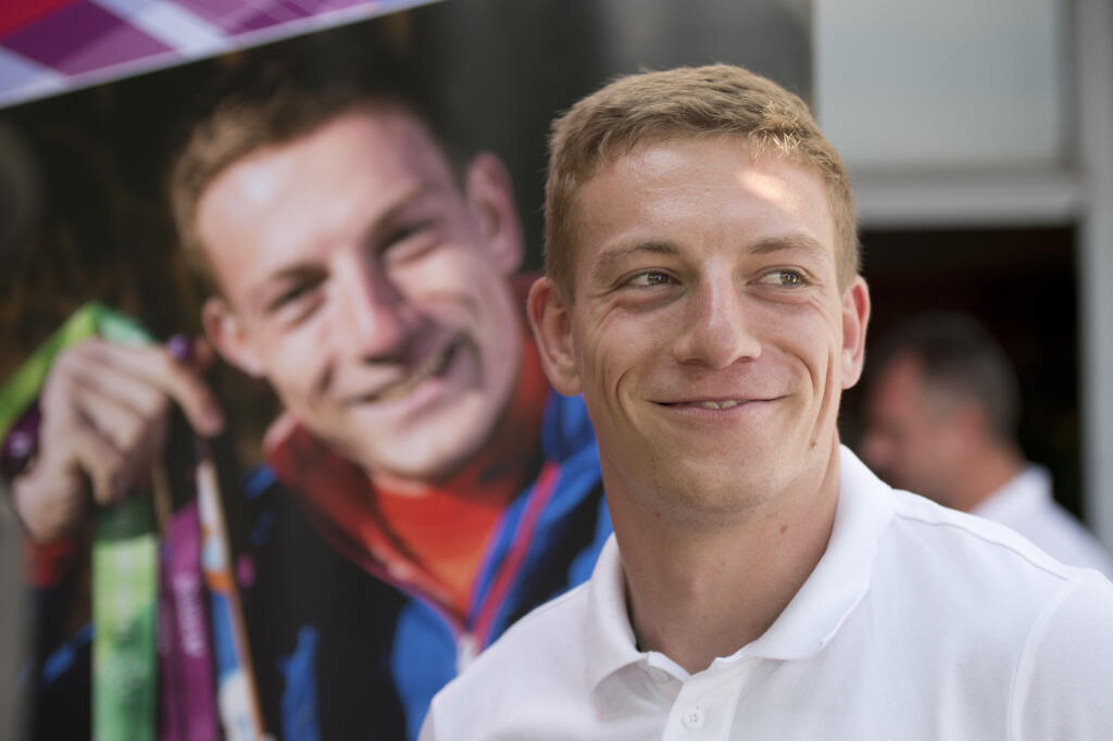 Na snímke slovenský atlét - šprintér na 100 a 200 m Ján Volko počas tlačovej konferencie 2. augusta 2018 v Bratislave pred ME v Berlíne.