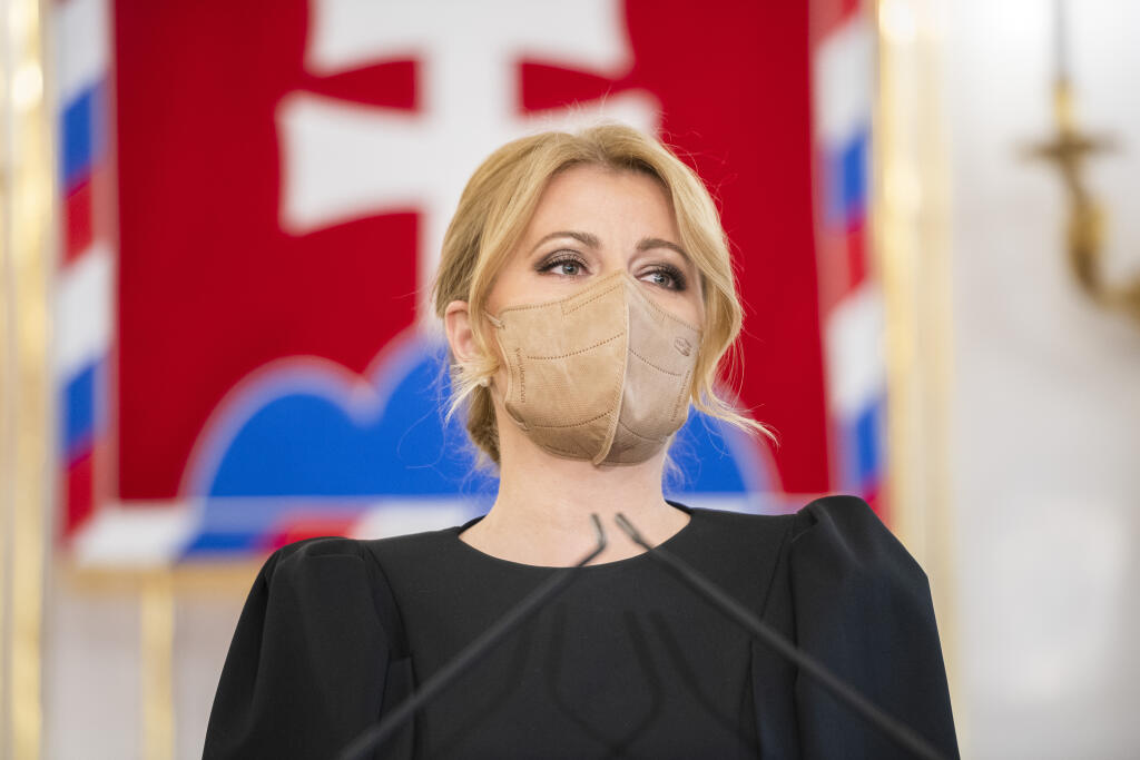 Na snímke prezidentka SR Zuzaná Čaputová počas tlačovej konferencie k aktuálnej politickej situácii v Prezidentskom paláci v Bratislave v utorok 23. marca 2021. FOTO TASR - Jaroslav Novák