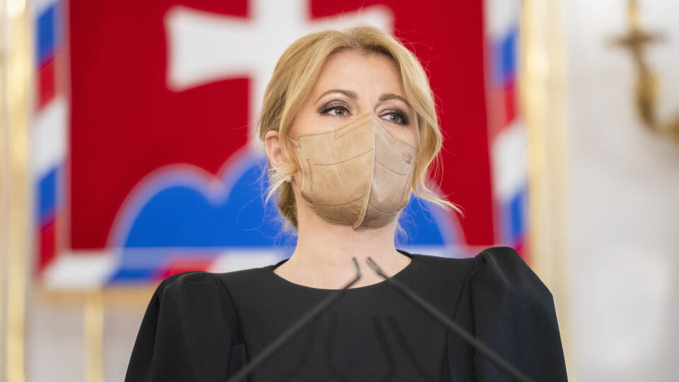 Na snímke prezidentka SR Zuzaná Čaputová počas tlačovej konferencie k aktuálnej politickej situácii v Prezidentskom paláci v Bratislave v utorok 23. marca 2021. FOTO TASR - Jaroslav Novák