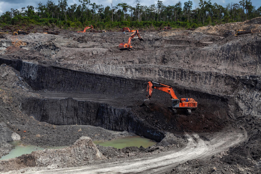 A,Number,Of,Excavators,Are,Dredging,The,Forest,Environment,That