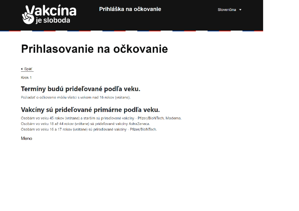 Aktuálna prihláška na očkovanie