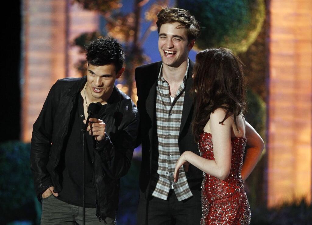 Taylor Lautner, Robert Pattinson a Kristen Stewart.
