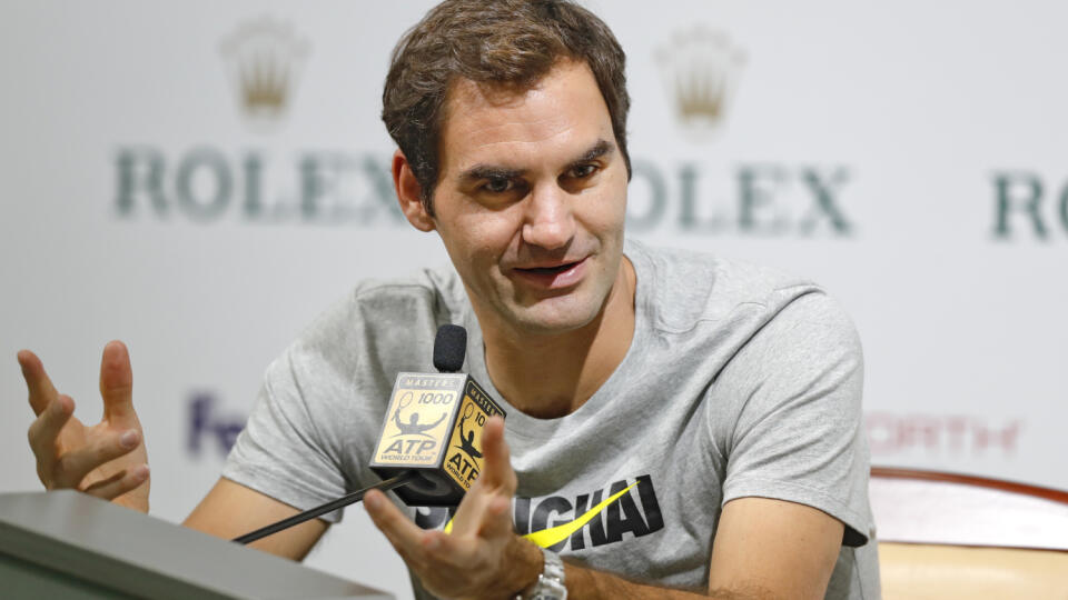 Roger Federer na po zápasovej tlačovke.