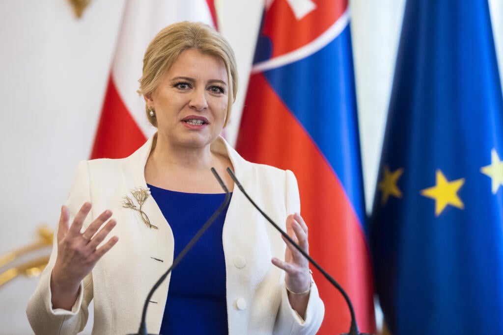 Na snímke prezidentka SR Zuzana Čaputová počas tlačovej konferencie s rakúskym prezidentom Alexandromr Van der Bellenom v rámci oficiálnej návštevy Slovenska v Bratislave 31. januára 2023. FOTO TASR - Jaroslav Novák