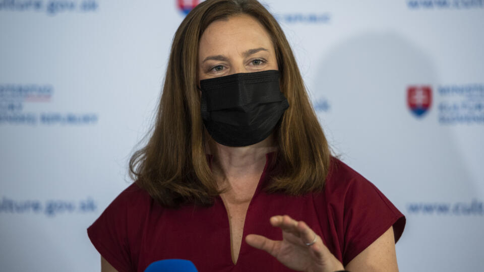 Na snímke ministerka kultúry SR Natália Milanová počas tlačovej konferencie k pomoci kultúre: Ďalších 15 miliónov eur na podporu kultúry v časoch pandémie. V Bratislave 16. júla 2021. FOTO TASR - Jaroslav Novák