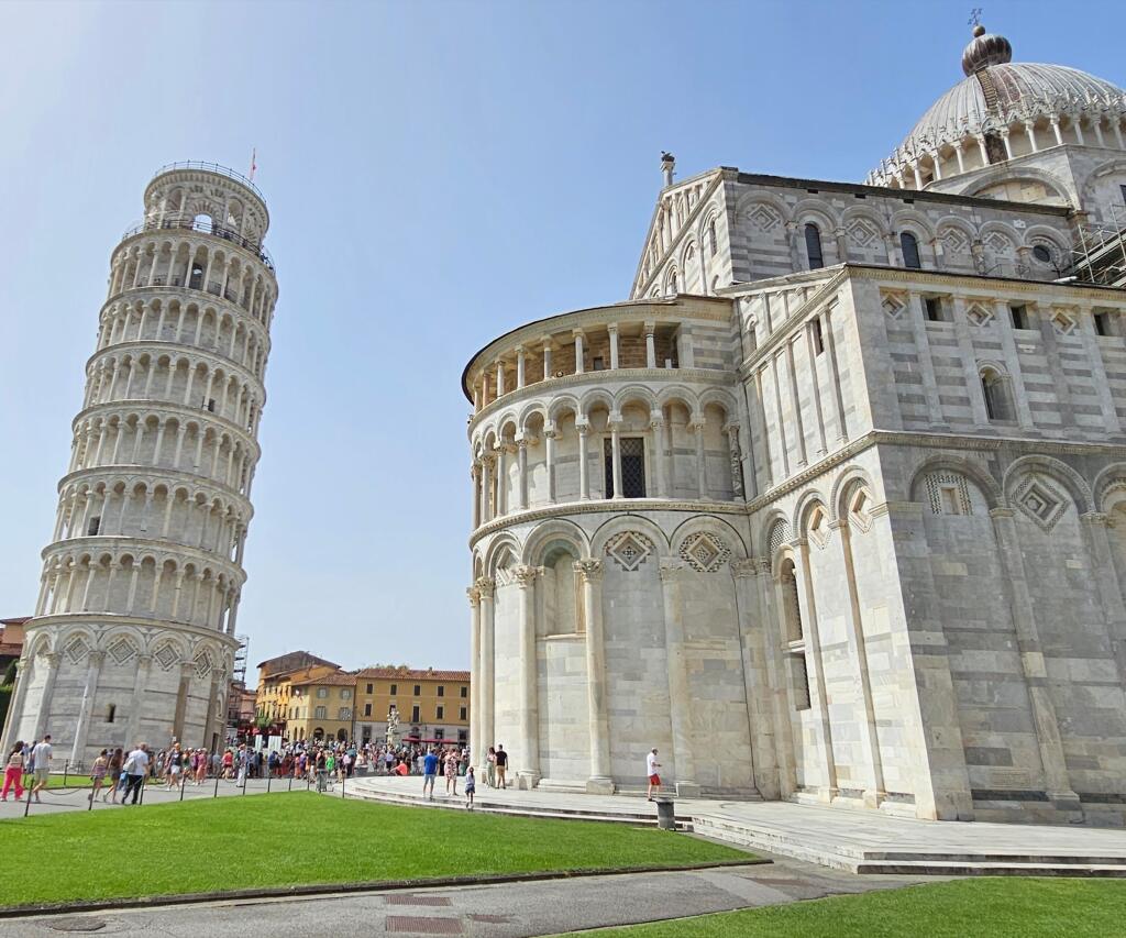 Leaning Tower of Pisa, Italy, blue sky, summer, blue sky, Italy