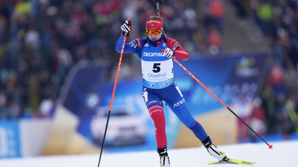 KK8 Oberhof - Na snímke slovenská biatlonistka Paulína Bátovska Fialková počas šprintu žien na 7,5 km na majstrovstvách sveta v biatlone 10. marca 2023 v nemeckom Oberhofe. FOTO TASR/AP
Paulina Batovska Fialkova, of Slovakia, competes in the Women 7.5 km Sprint competition at the Biathlon World Championships in Oberhof, Germany, Friday, Feb. 10, 2023. (AP Photo/Matthias Schrader)