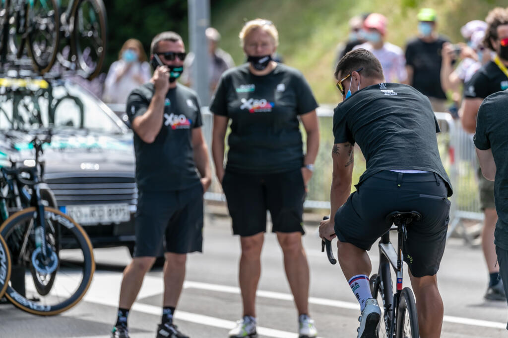 Peter Sagan to skúšal ešte pred 12. etapou na bicykli, ale nešlo to podľa jeho predstav.