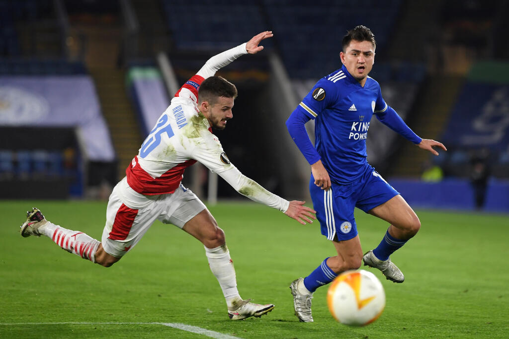 Jakub Hromada proti Leicesteru City.