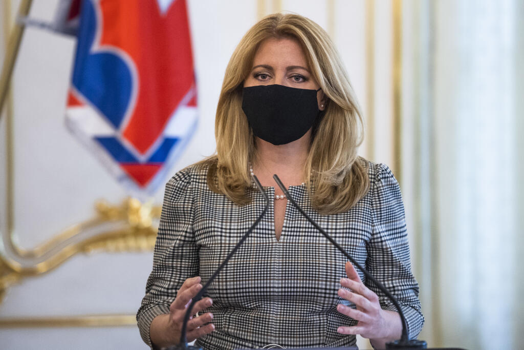 Na snímke prezidentka SR Zuzana Čaputová počas tlačovej konferencie k záverom utorkového stretnutia s predsedom vlády SR Igorom Matovičom, v stredu 4. novembra 2020 v Bratislave. FOTO TASR - Jaroslav Novák