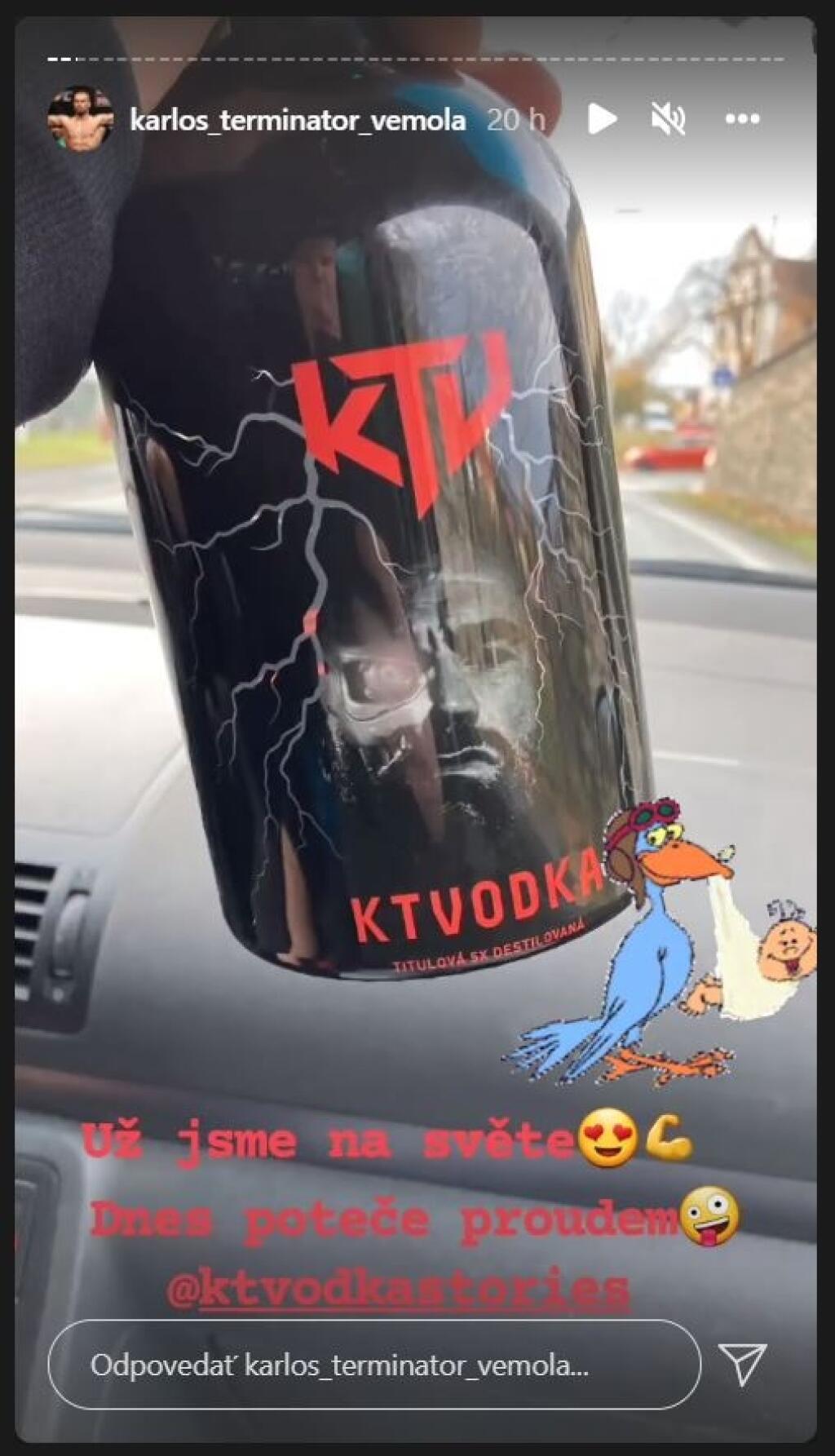 Vémola oslavoval príchod synčeka Rockyho vlastnou vodkou.