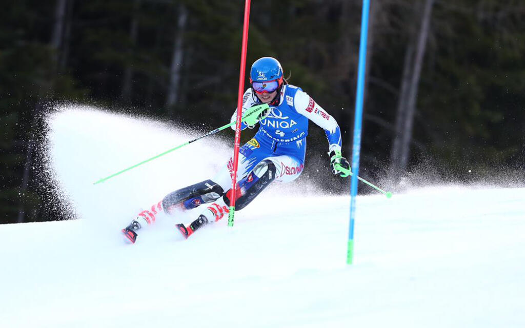 Petra Vlhová zajazdila v prvom kole čas, ktorý by jej mal stačiť na druhé miesto.