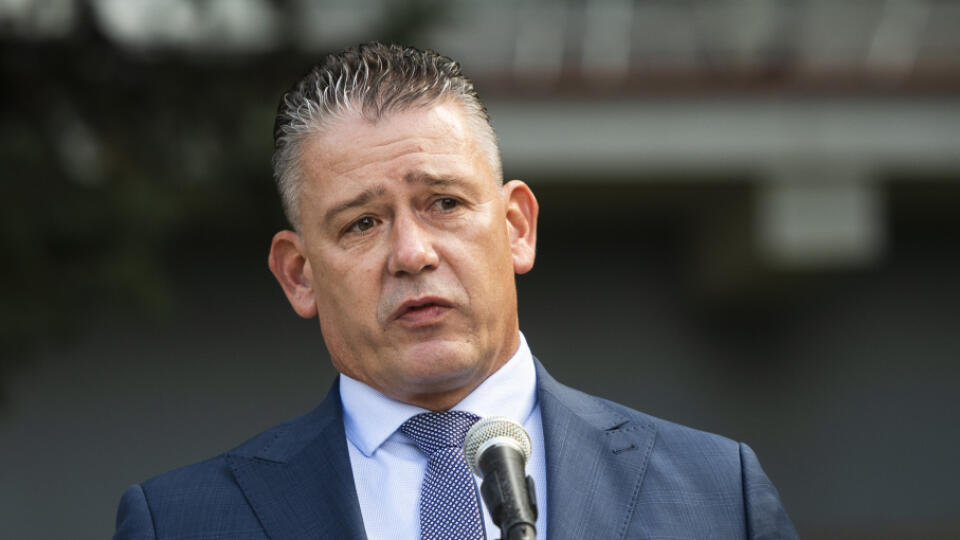 Na snímke minister vnútra SR Roman Mikulec (OĽaNO) počas oficiálneho otvorenia medzinárodného veľtrhu zabezpečovacej, požiarnej techniky a informačnej bezpečnosti Security Bratislava 2022 v Bratislave 12. septembra 2022. FOTO TASR - Jaroslav Novák