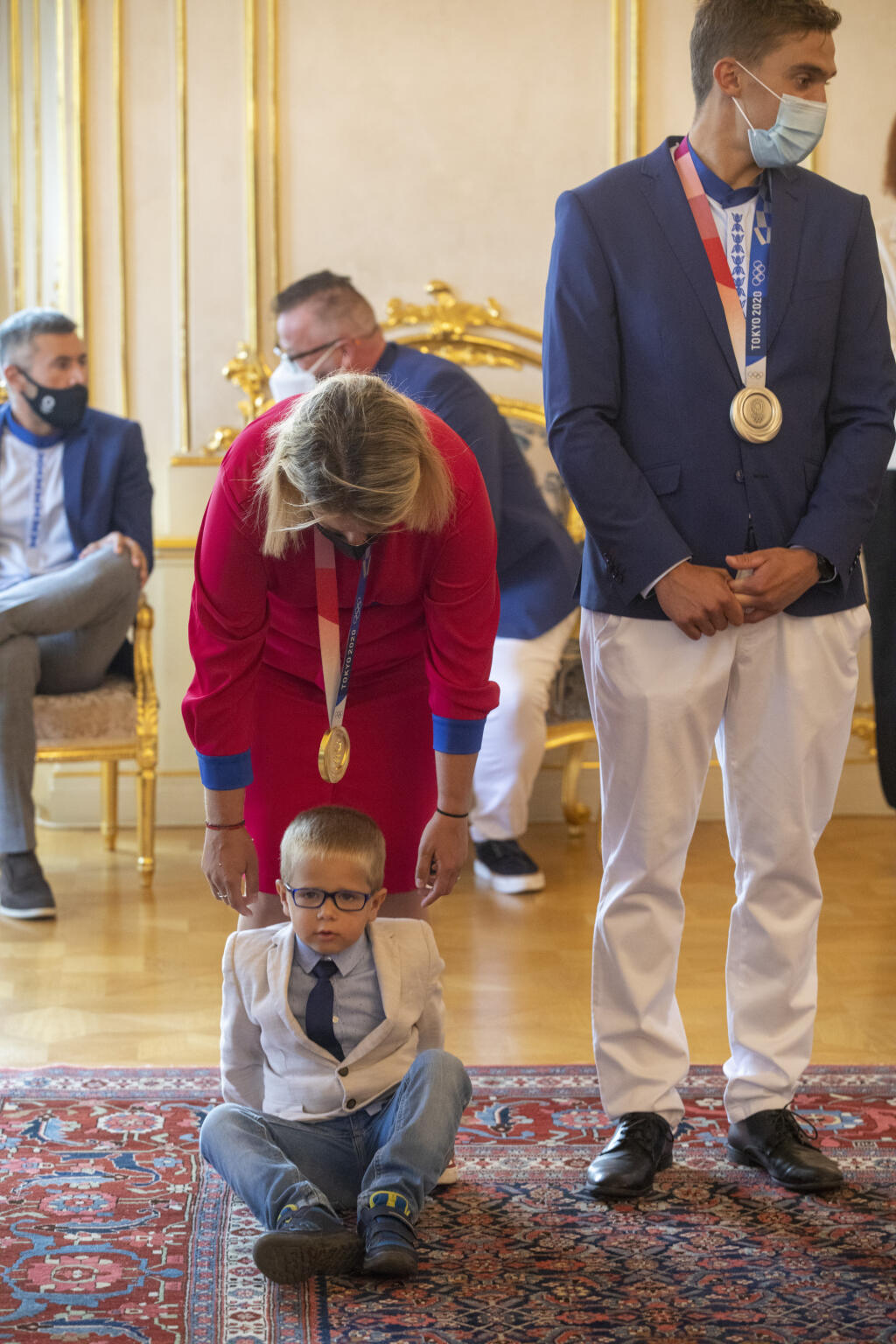 Prezidentka Zuzana Čaputová prijala v prezidentskom paláci slovenskích medailistov
z olympiády 2020 v Tokiu
Na obr.: