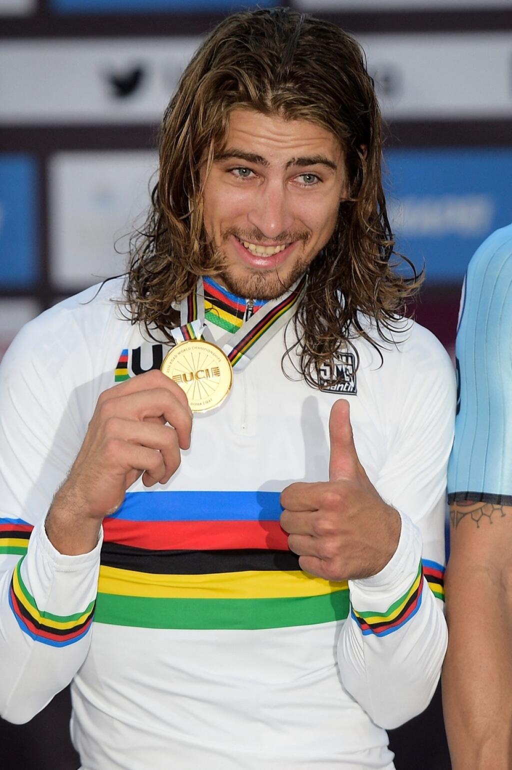 Peter Sagan po titule v Dauhe v roku 2016.