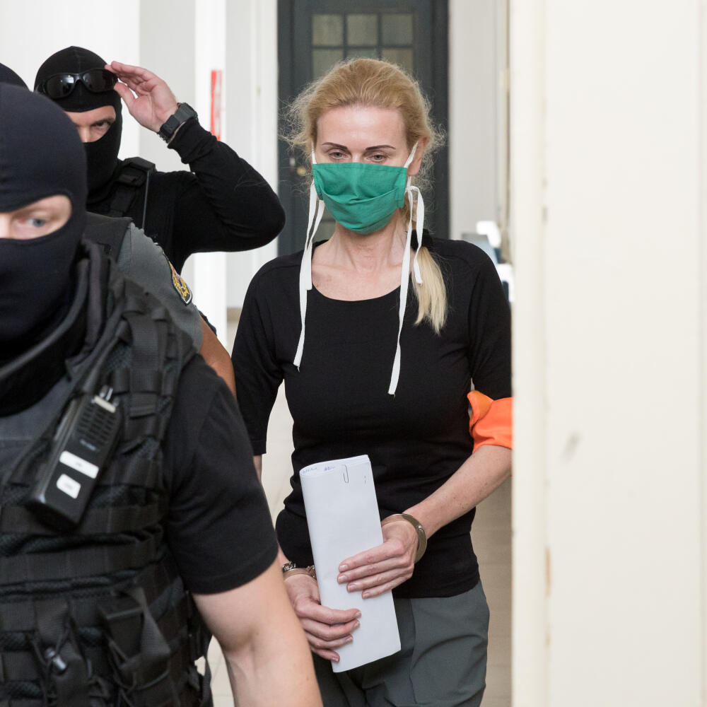 Bývalá sudkyňa Monika Jankovská počas pojednávania na Špecializovanom trestnom súde v Banskej Bystrici, kde žiadala o prepustenie z väzby.