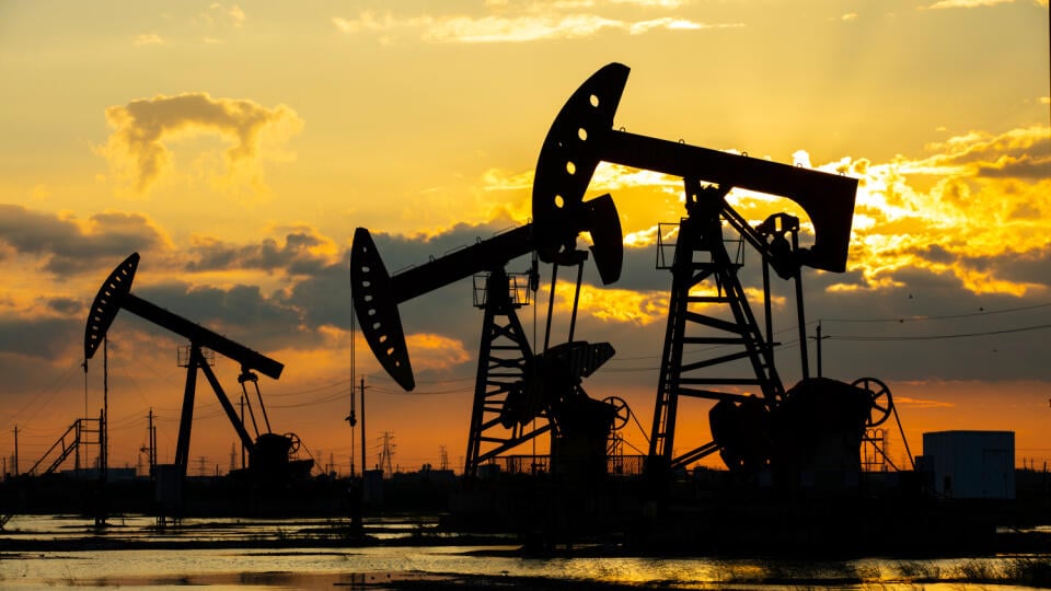 Oil,Field,Site,,In,The,Evening,,Oil,Pumps,Are,Running