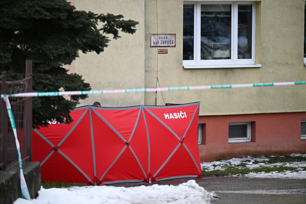 Na snímke policajti a hasiči počas policajnej akcie zameranej na zadržanie páchateľa podozrivého zo spáchania trestného činu terorizmu a iných trestných činov na jednej z ulíc v mestskej časti Dargovských hrdinov v Košiciach v utorok 7. januára 2025. Jednu podozrivú osobu už policajti zadržali. Potvrdila to košická krajská policajná hovorkyňa Lenka Ivanová. FOTO TASR – František Iván 
