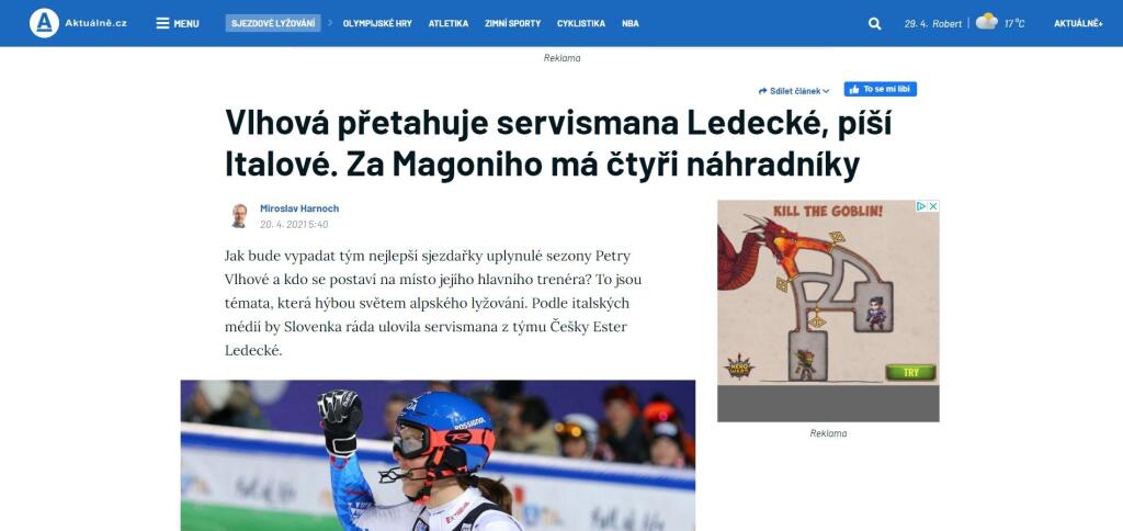 České médiá informovali o tom, že Vlhová sa snaží do tímu získať servismana Miloša Machytku. Niektoré boli v titulkoch jemnejšie, iné na Slovenku útočili.