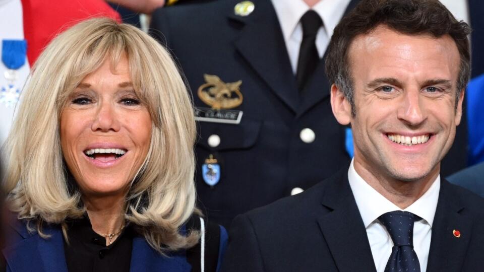 Brigitte Macron at the pre-election party of her husband, President Emmanuel Macron.