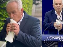 Radačovský vypustil v europarlamente holubicu: Veď som ju pobozkal, háji sa VIDEO