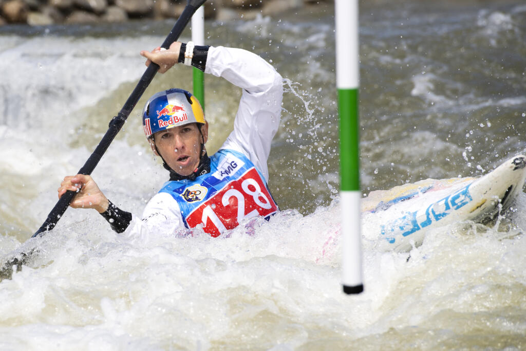 Na snímke Jana Dukátová - K1 na trati 5. kola Slovenského pohára nominačných pretekov vo vodnom slalome 5. júna 2021 v Areáli vodných športov Divoká voda v Čunove. FOTO TASR - Pavel Neubauer