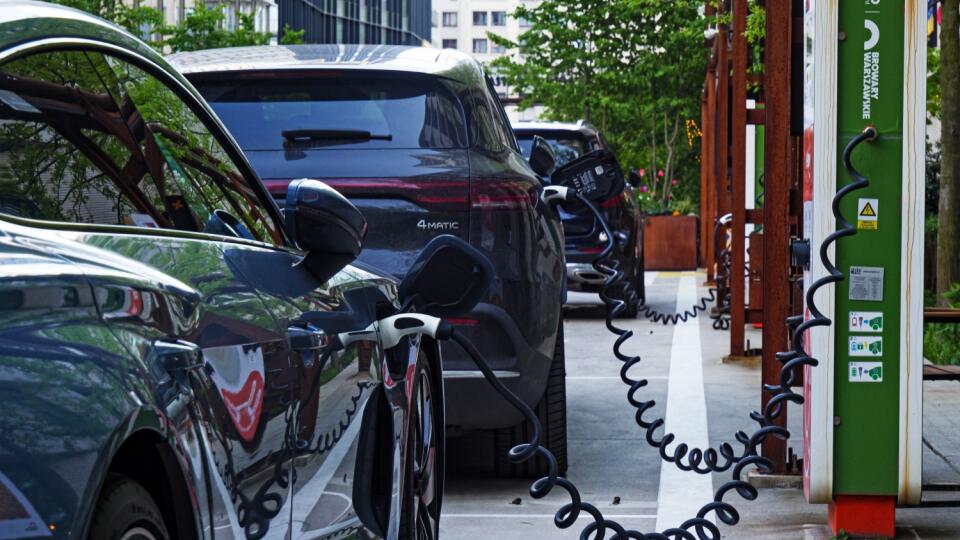Warsaw,,Poland,-,May,12,,2023:,Electric,Cars,Plugged,Into