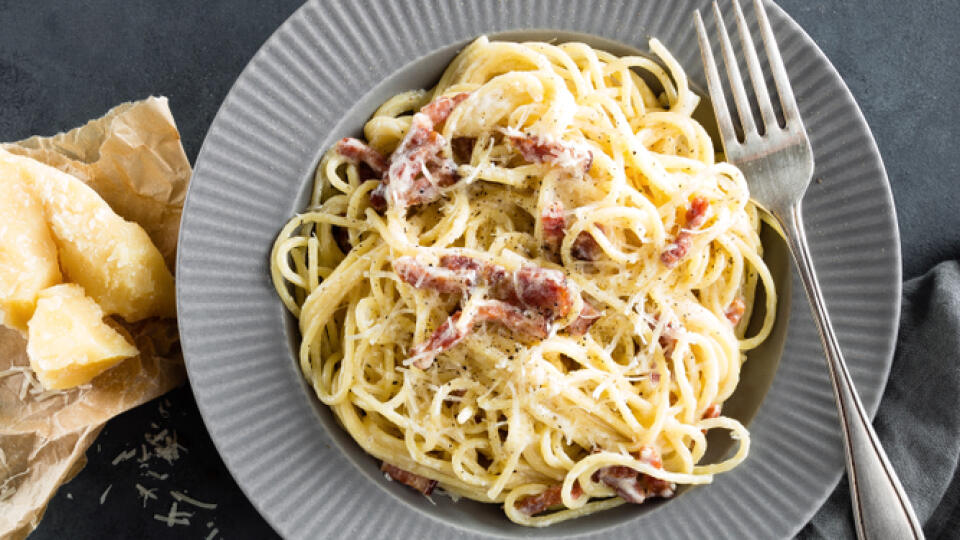 Špagety carbonara.