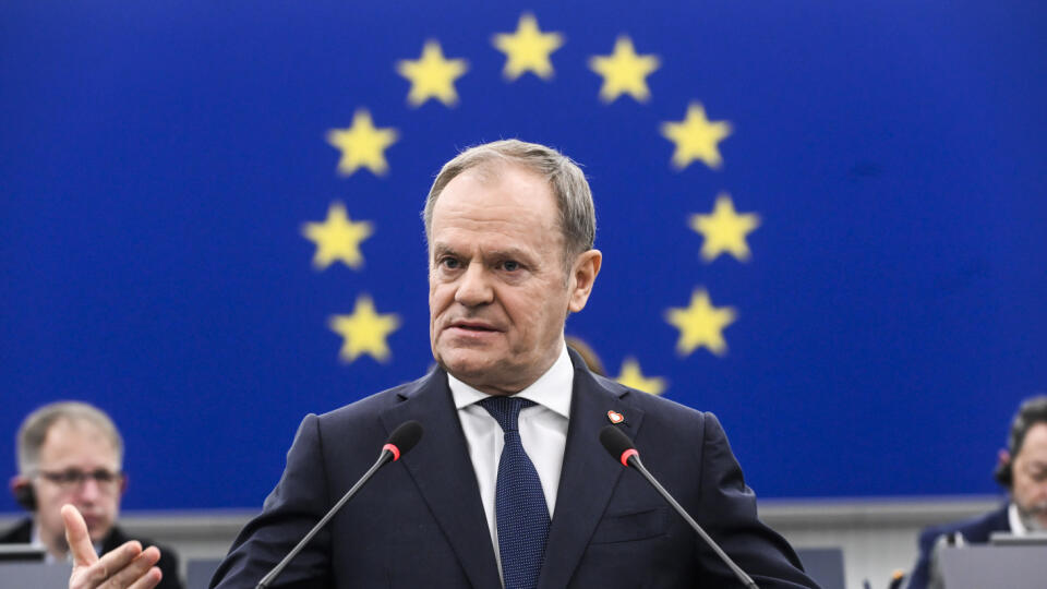 KK42 Štrasburg - Poľský premiér Donald Tusk hovorí počas zasadnutia Európskeho parlamentu v Štrasburgu v stredu 22. januára 2025. FOTO TASR/AP
Polish Prime Minister Donald Tusk delivers his speech during the presentation of the programme of activities of the Polish Presidency, at the European Parliament, Wednesday, Jan. 22, 2025 in Strasbourg, eastern France. (AP Photo/Pascal Bastien)
