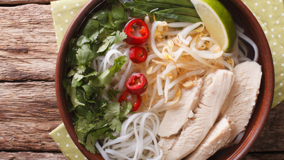 Vietnamese,Soup,Pho,Ga,With,Chicken,And,Rice,Noodles,In