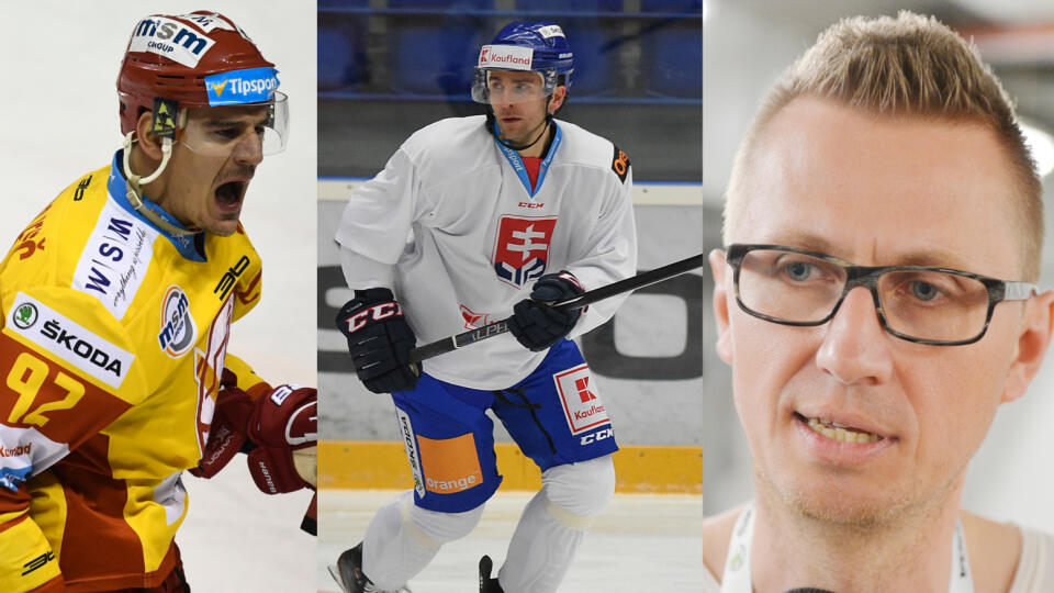 Zľava: Branko Radivojevič, Dominik Graňák aj Rastislav Staňa majú bohaté skúsenosti s ruským hokejom.