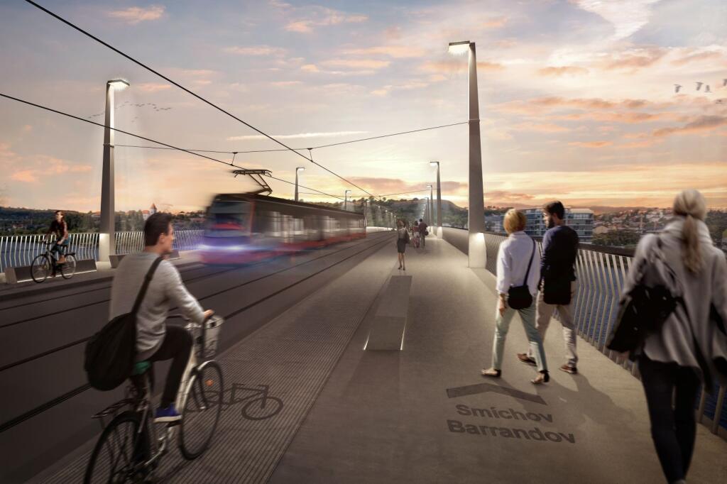 Po moste sa prejdú chodci, cyklisti, budú ho využívať aj električky či prvky integrovaného záchranného systému. Bežné osobné autá dostali stopku.