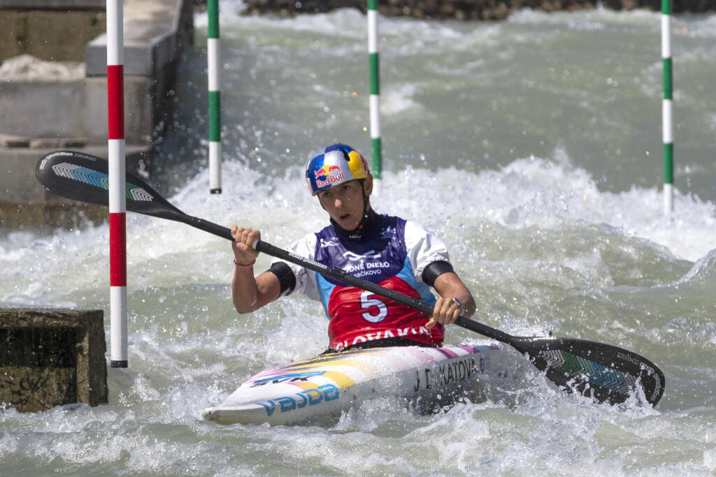 Na snímke slovenská reprezentantka v K1 Jana Dukátová počas finálovej jazdy na pretekoch Slovak Open 2019 vo vodnom slalome v bratislavskom Čunove.