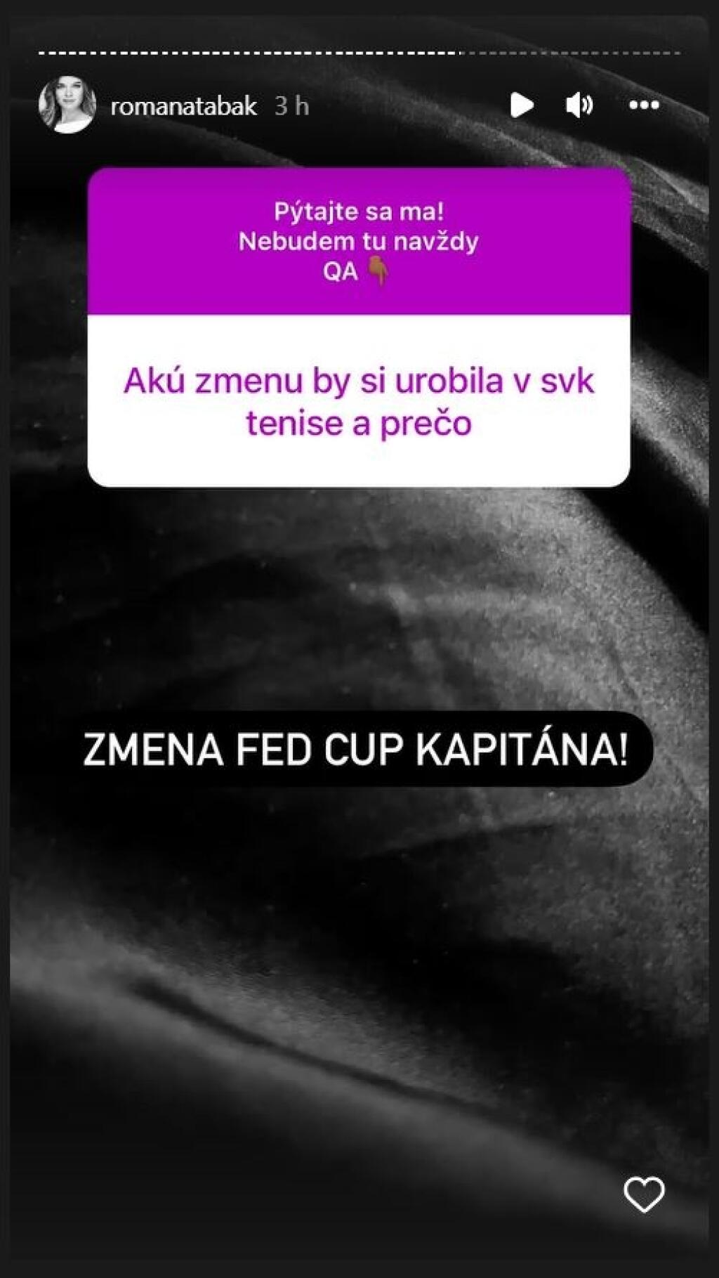 Odhodlala sa k úprimnej spovedi. Bývalá tenistka a dnes poslankyňa parlamentu Romana Tabák odpovedala fanúšikom na instagrame na ich zvedavé otázky a odhalila poriadne pikantnosti.