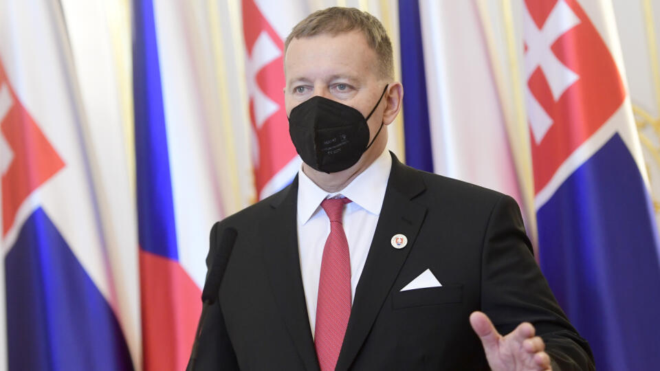 Na snímke predseda NR SR Boris Kollár počas tlačovej konferencie po prijatí novej predsedníčky Poslaneckej snemovne českého parlamentu Markéty Pekarovej Adamovej na Bratislavskom hrade 17. januára 2022. FOTO TASR - Martin Baumann
