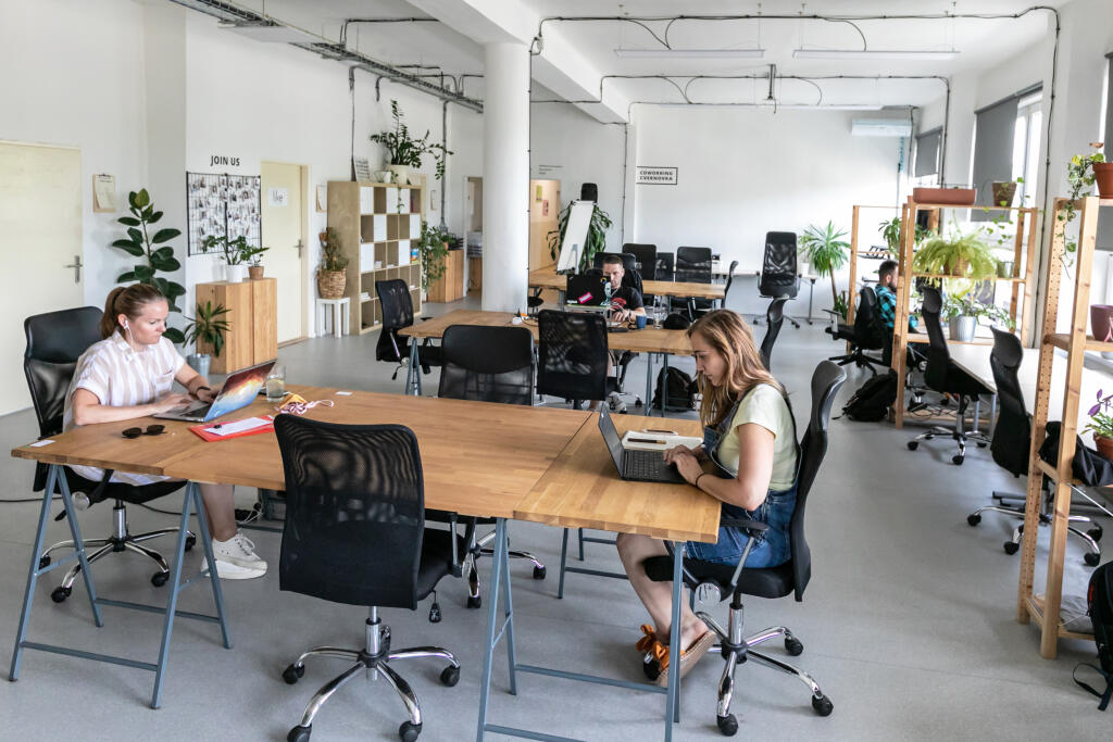 Na snímke coworkingové centrum v Novej Cvernovke na Račianskej ulici v Bratislave. 