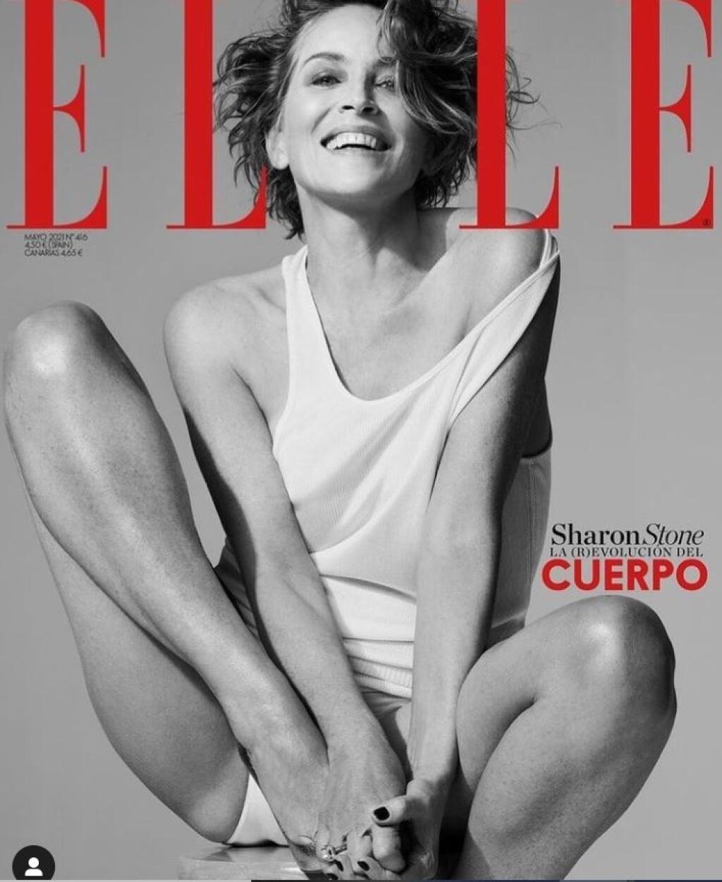 Polonahá Sharon Stone na obálke magazínu Elle.