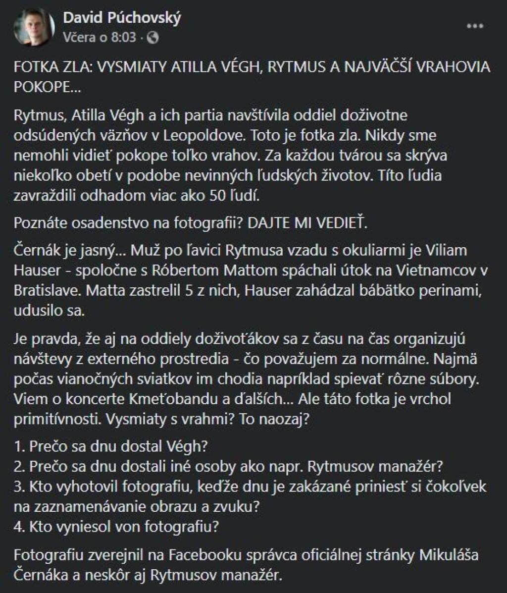 Fotografiu si všimol a okomentoval aj David Púchovský, admin policajného facebooku.