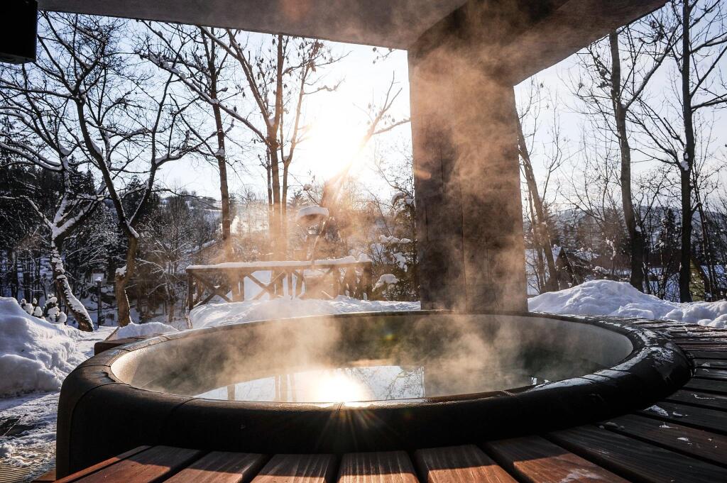 V nádhernom prostredí pod lesom sa môžete nechať rozmaznávať vo vyhrievanej jacuzzi, alebo si len tak užívať masáž tela vodnými tryskami.