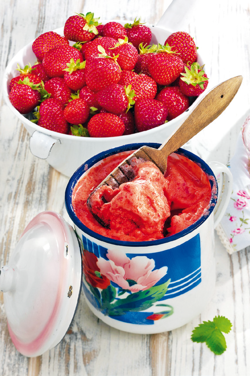 DOMÁCI JAHODOVÝ SORBET S MÄTOU