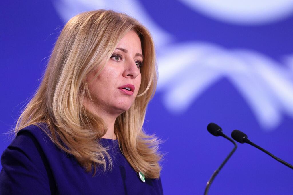 Prezidentka SR Zuzana Čaputová počas prejavu na klimatickom summite COP26 v Glasgowe 2. novembra 2021