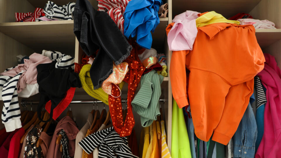 Messy,Wardrobe,With,Different,Clothes.,Fast,Fashion,Concept