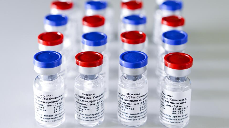 KK14 Moskva - Na snímke zo 6. augusta 2020 vakcína v ústave epidemiologického a mikrobiologického výskumu Nikolaja Gamaleja v Moskve. Ruský prezident Vladimir Putin v utorok 11. augusta 2020 uviedol, že v Rusku zaregistrovali prvú vakcínu proti koronavírusu SARS-CoV-2. Informovala o tom agentúra AFP. FOTO TASR/AP
In this handout photo taken on Thursday, Aug. 6, 2020, and provided by Russian Direct Investment Fund, a new vaccine is on display at the Nikolai Gamaleya National Center of Epidemiolog