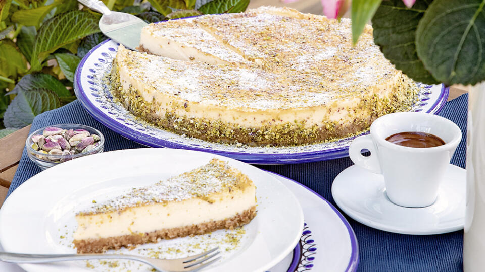 Pistáciový cheesecake