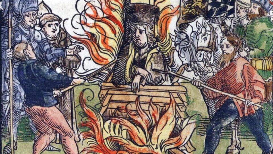 Zobrazenie upálenia Jana Husa v Richentalovej