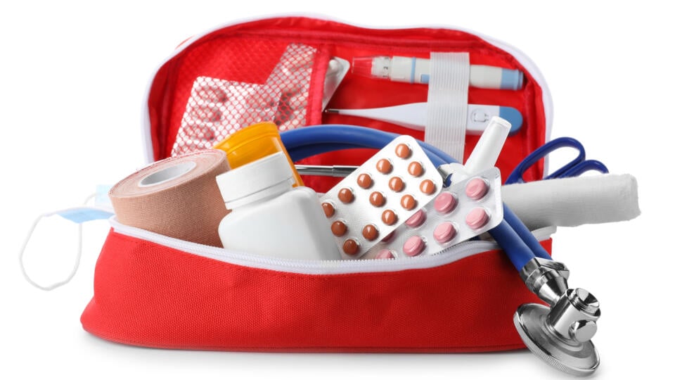 First,Aid,Kit,On,White,Background.,Health,Care