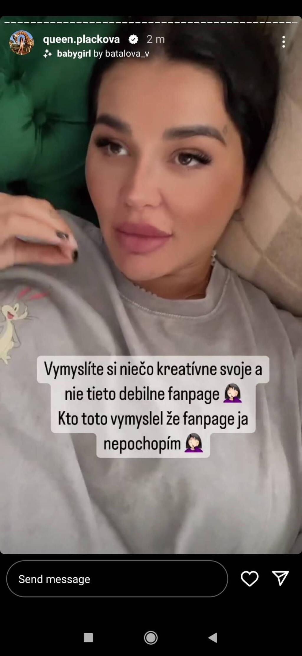 Plačková sa nahnevala kvôli falošnému účtu na Instagrame.