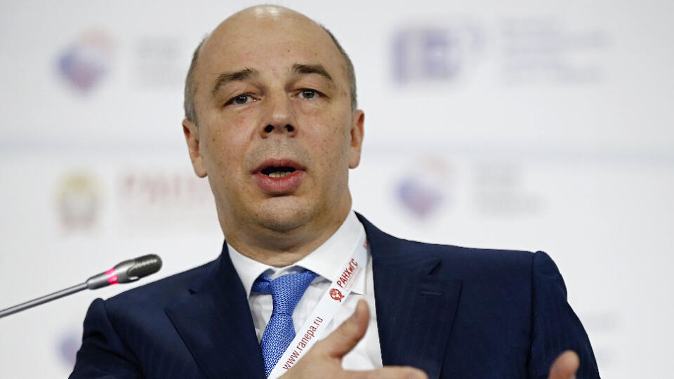 Russia's Finance Minister Anton Siluanov addresses the Gaidar Forum in Moscow, Russia, Wednesday, Jan. 14, 2015. Siluanov said an earlier plan to boost government spending by nearly 12 percent this year is unrealistic, and some of the planned expenditures should be cut. Siluanov has promised to maintain a tight lid on spending as the country faces its worst economic downturn in 15 years. (AP Photo/Pavel Golovkin)